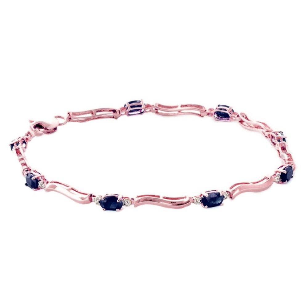 14K GOLD TENNIS BRACELET W DIAMONDS & SAPPHIRES